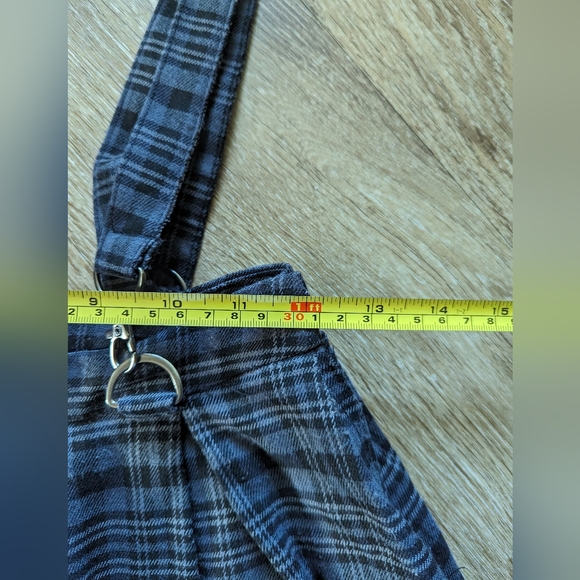 Hot Topic Pleated Plaid Skater Skirt with Overall Suspender Straps - Picture 6 of 8